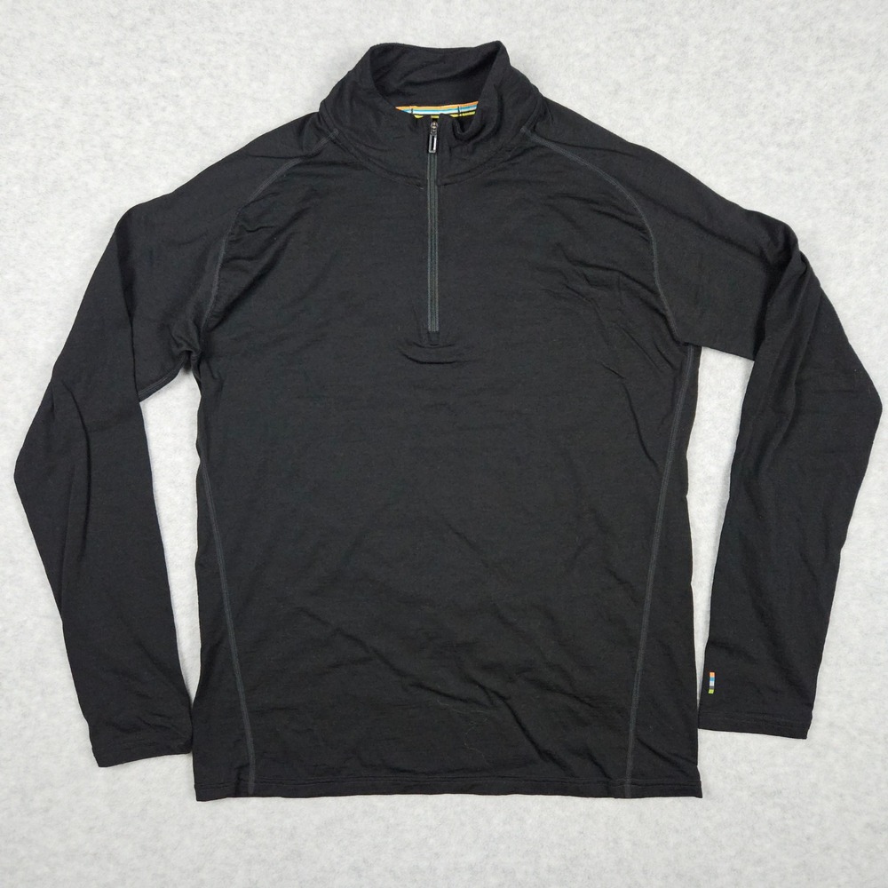 Smartwool Mens Large Black 1/4 Zip Pullover Merino 150 Base Layer Hiking Outdoor